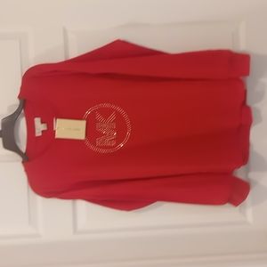 Michael Michael Kors red waffle knit top with embellishments NWT size XXL